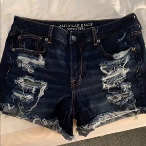 High rise stretchy denim short